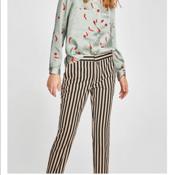 NWT Zara Stripe Trouser Pants Sz S - Picture 1 of 5